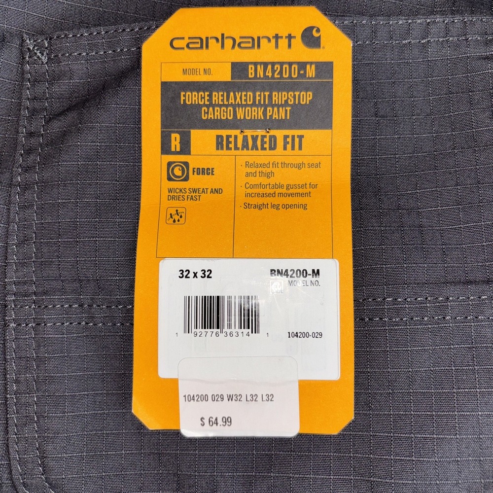 NWT Carhartt Force Relaxed Fit Ripstop Cargo Work Pants #BN4200-M Size: 32x32 - Picture 5 of 6